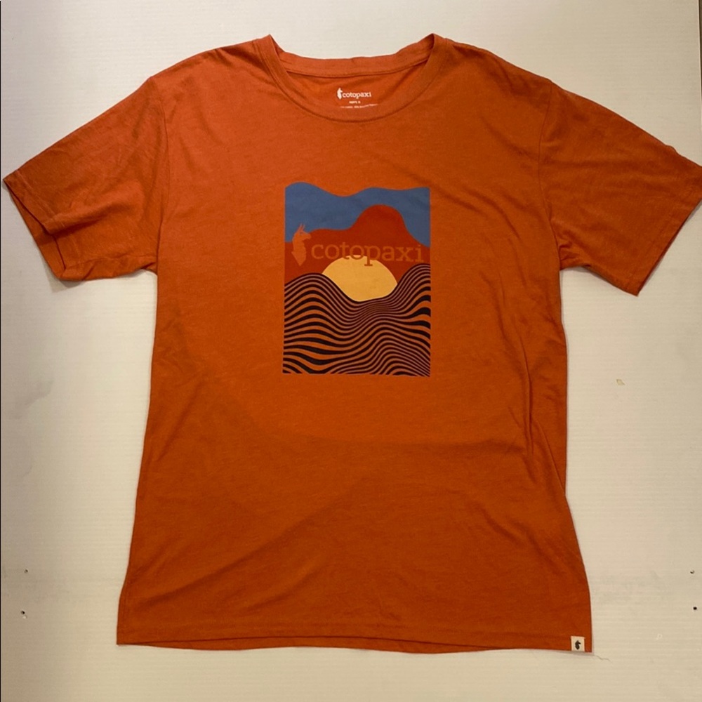 Cotopaxi Orange Short Sleeve Tee with Graphic Design, NWOT